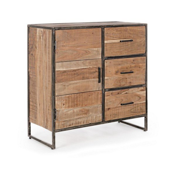 Komoda iz masivne akacije v naravni barvi 90x90x40 cm Elmer – Bizzotto