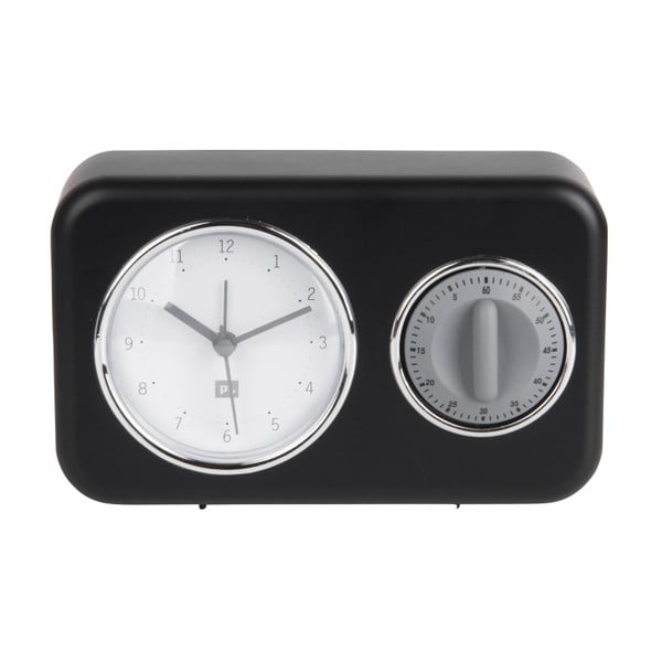 Črna namizna ura s kuhinjskim časocnikom PT LIVING Nostalgija-image-1