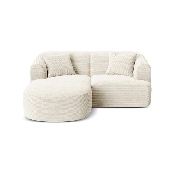 Bež kotna sedežna garnitura iz rebrastega žameta (levi kot/z ležalnikom) Campi – Cosmopolitan Design