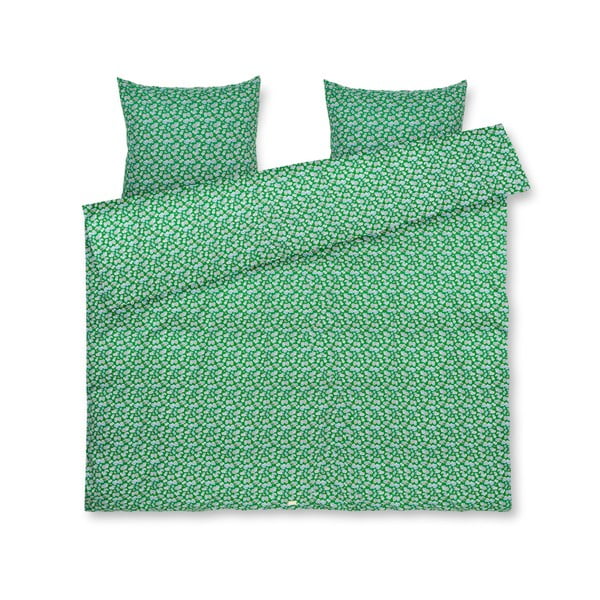 Zelena podaljšana posteljnina za zakonsko posteljo iz bombažnega satena 200x220 cm Pleasantly – JUNA