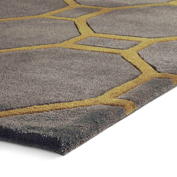 Sivo-rumena preproga Think Rugs Hong Kong Tile Grey & Yellow, 120 x 170 cm-image-4
