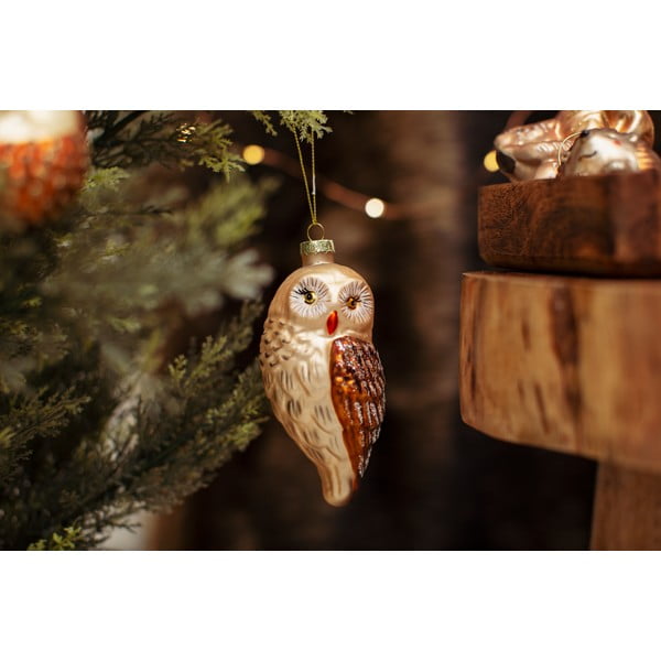 Steklen okrasek za jelko 13 cm Owl – Sass & Belle-image-1