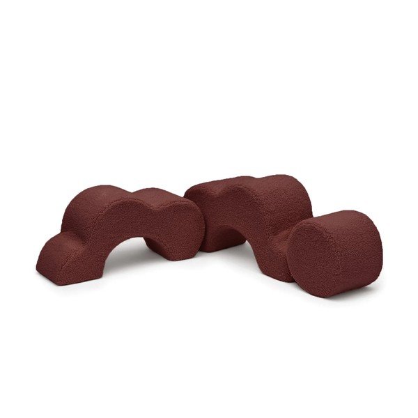 Rjavo bouclé otroško igrišče iz pene 3 ks višina 27 cm 88x90 cm – Meowbaby-image-4