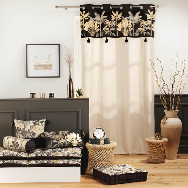 Črna in bež zavesa 140x240 cm Karaba – douceur d'intérieur-image-2