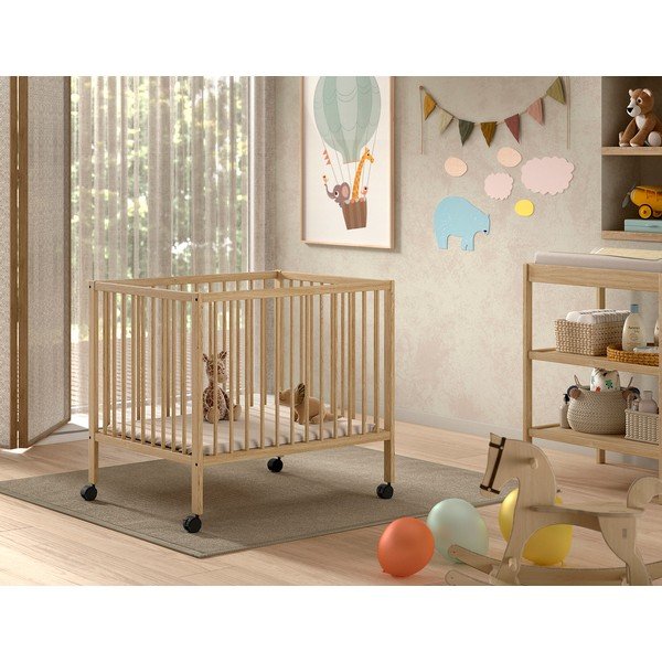 Stajica iz masivne bukve z nastavljivo višino/na koleščkih 95x75 cm v naravni barvi Dino – Vipack-image-1