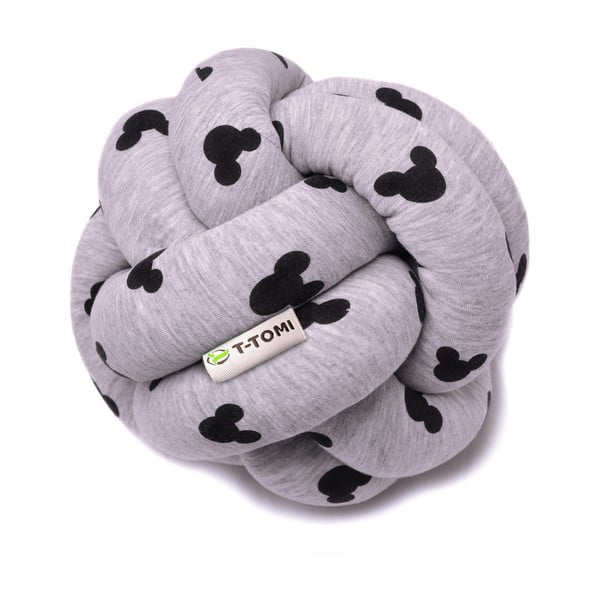 Sivo-črna bombažna pletena žoga T-TOMI Mickey, ø 20 cm
