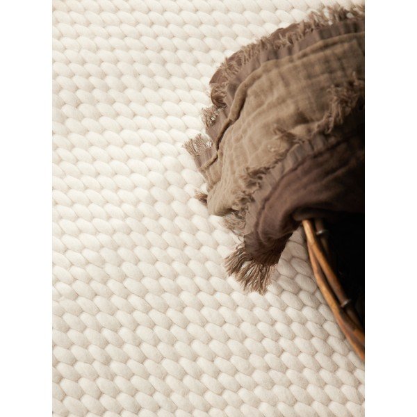 Kremno bela ročno tkana volnena okrogla preproga ø 160 cm Lyon Beans – Elle Decoration-image-2