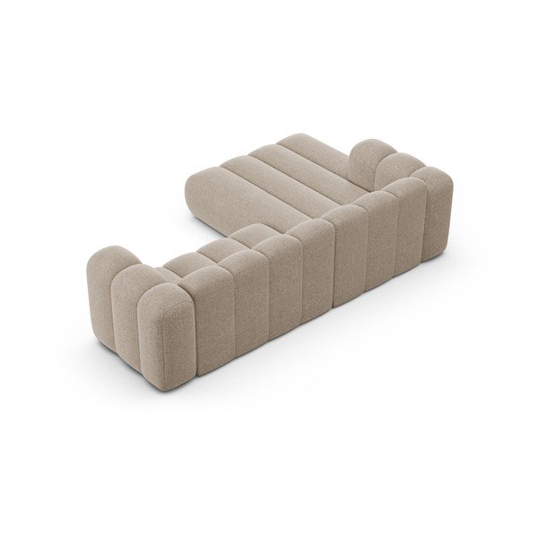 Bež kotna sedežna garnitura iz šenilje (levi kot/z ležalnikom) Lupine – Micadoni -image-3