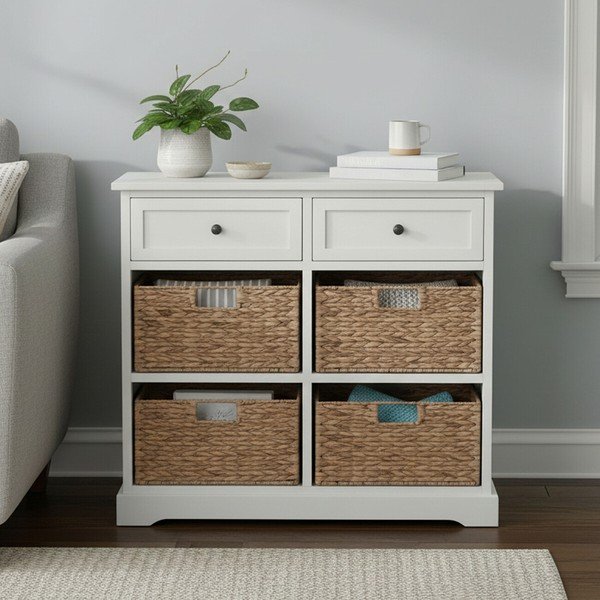 Slonokoščena komoda iz masivne pavlonije 76x70x33 cm Vermont – Premier Housewares-image-1