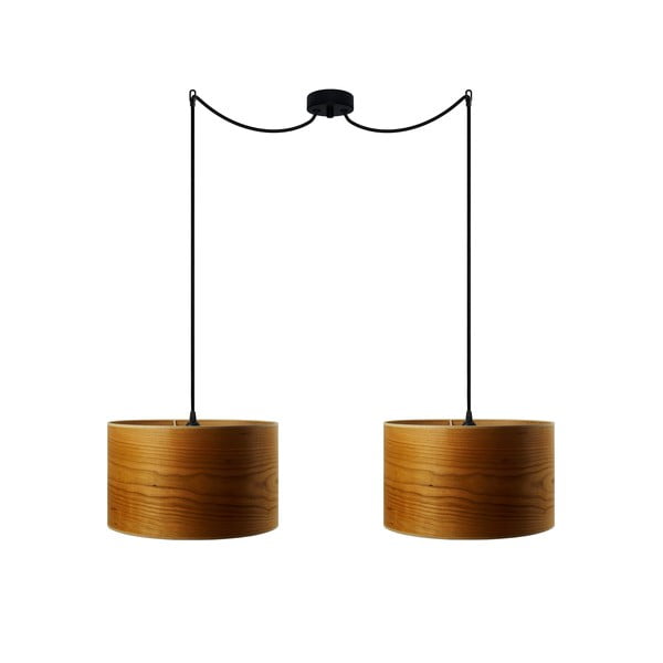 Dvojna viseča svetilka iz naravnega češnjevega furnirja Sotto Luce Tsuri, ⌀ 90 cm