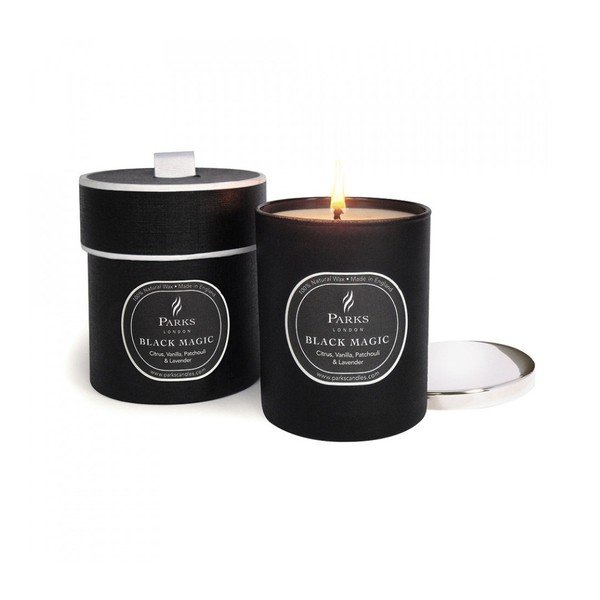 Sveča z vonjem vanilije, pačulija in sivke Parks Candles London Black Magic, 45 ur gorenja-image-1