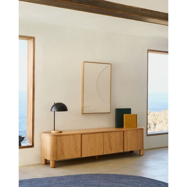 TV omarica v jesenovem dekorju v naravni barvi 200x52x40 cm Salaya – Kave Home-image-1