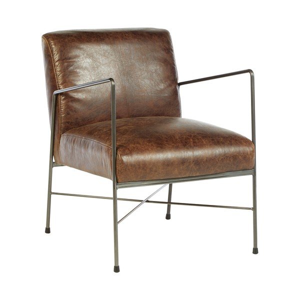 Rjav usnjen fotelj Hoxton – Premier Housewares