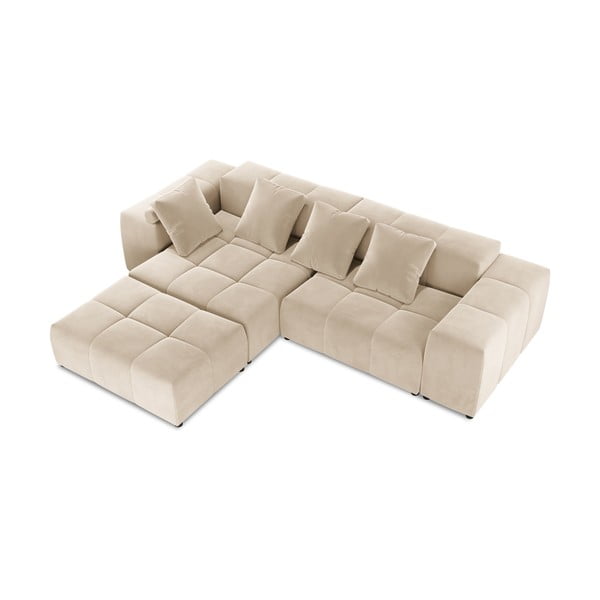 Bež žametni kotni kavč (obojestranski) Rome Velvet - Cosmopolitan Design -image-3