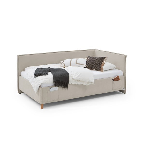 Bež oblazinjena kotna otroška postelja brez letvenega dna 90x200 cm Fun – Meise Möbel-image-2