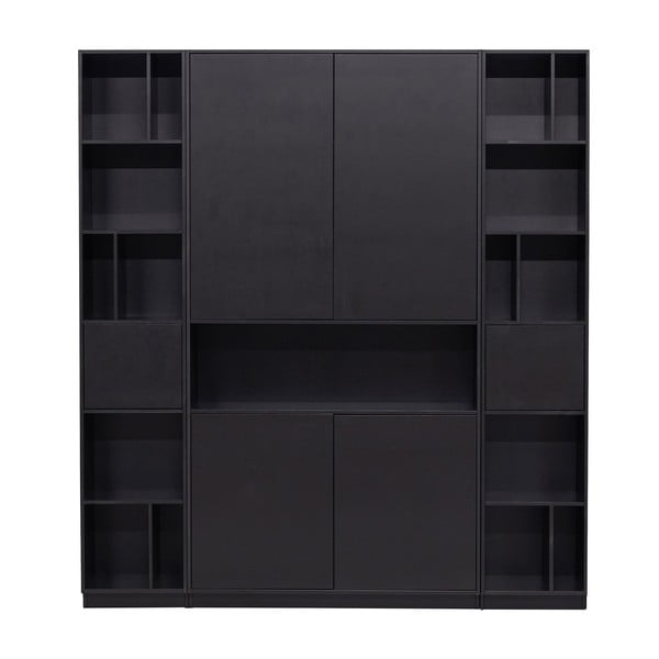 Črna modularna knjižna polica iz masivnega bora 190x210 cm Finca – WOOOD