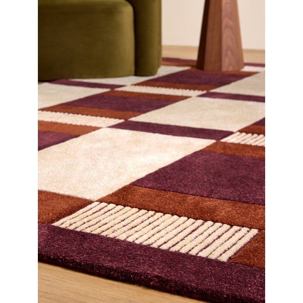Bordo rdeča/kremno bela ročno tkana preproga iz recikliranih vlaken 160x230 cm Franka – MADE-image-2