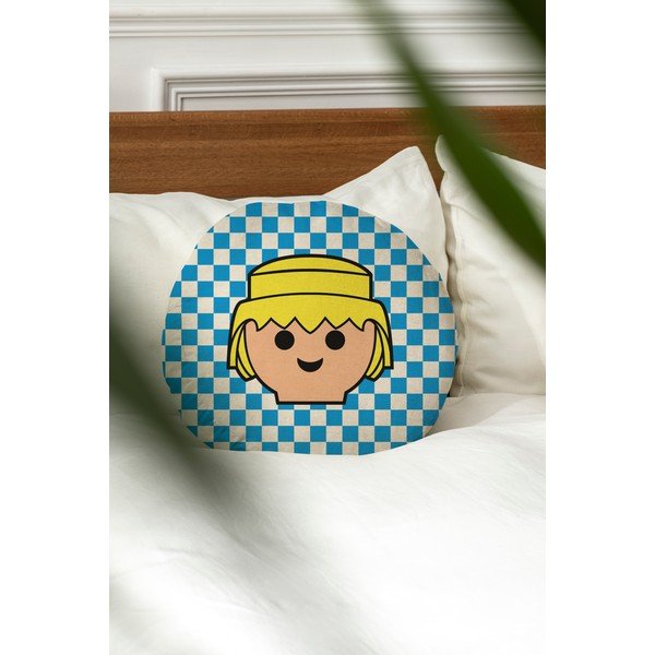 Otroška blazina iz mešanice lana Checkerboard – Playmobil-image-1