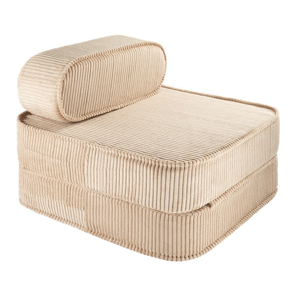 Svetlo rjav otroški fotelj iz rebrastega žameta Flip – Wigiwama