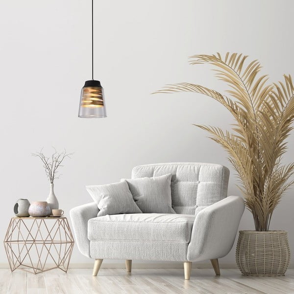 Črna viseča svetilka s steklenim senčnikom Fresno - Candellux Lighting-image-1