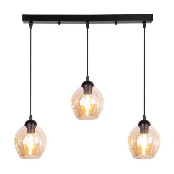 Črna viseča svetilka s steklenim senčnikom 14x70 cm Aspa - Candellux Lighting-image-4