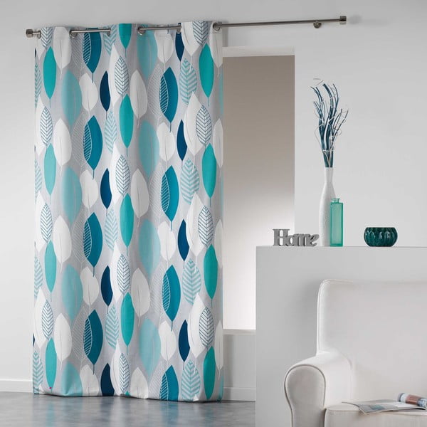 Modra zavesa 140x240 cm Leafy – douceur d'intérieur-image-1