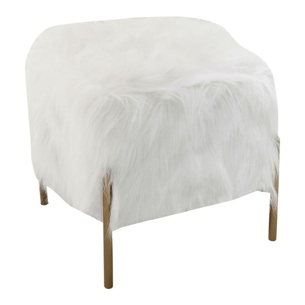 Beli kvadratni stolček Kare Design Fur