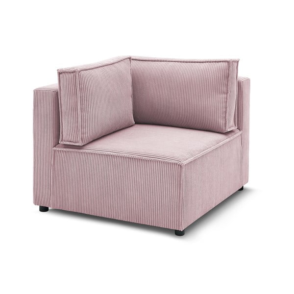 Svetlo rožnat modul za sedežno garnituro iz rebrastega žameta (s kotom po izbiri) Nihad modular – Bobochic Paris