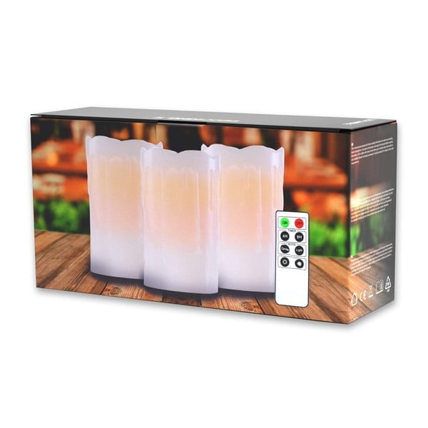 Komplet 3 sveč LED z daljinskim upravljalnikom DecoKing Drip, višina 12,5 cm-image-2