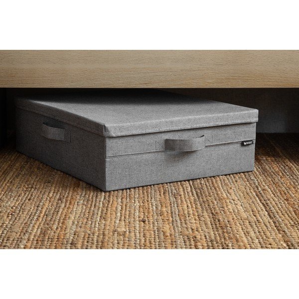 Siva tekstilna škatla za shranjevanje s pokrovom 46x56x16 cm Soft Storage Low – Bigso-image-1