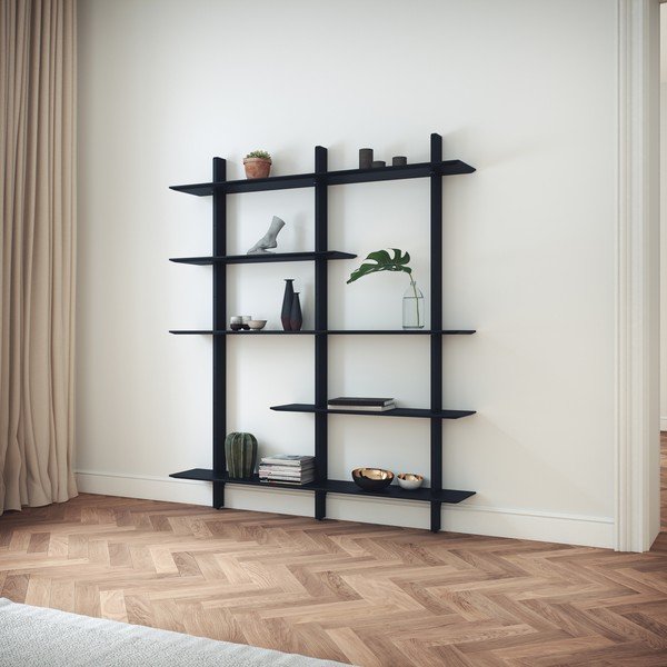 Črn sistem modularnih polic 162x190 cm Bridge – Tenzo-image-1