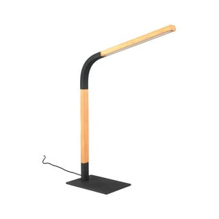 Črna/naravna LED zatemnitvena namizna svetilka z lesenim senčnikom (višina 73,5 cm) Norris – Trio
