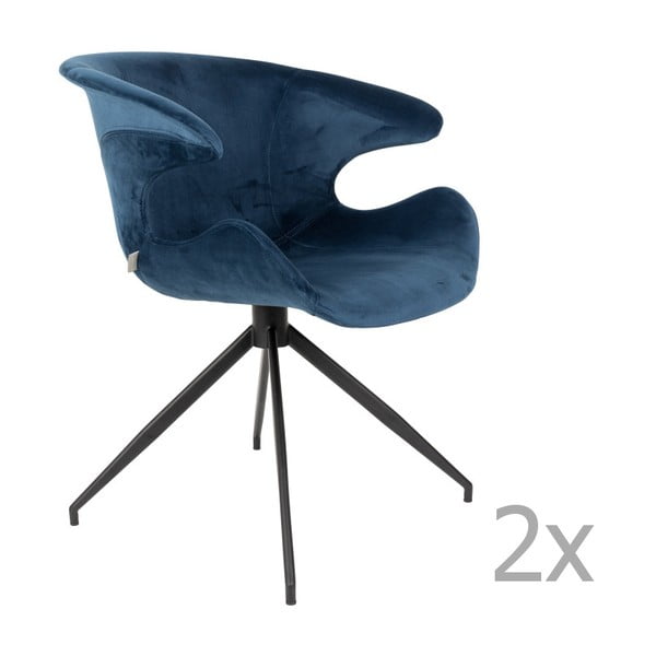 Komplet 2 modrih stolov z naslonjali Zuiver Mia