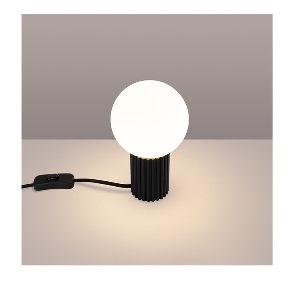 Črna namizna svetilka s steklenim senčilom (višina 19 cm) Orbital – Sollux-image-1