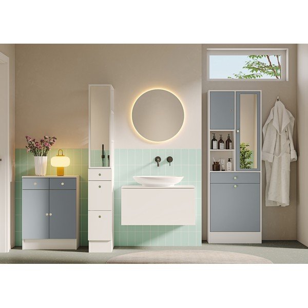 Bela/siva kopalniška omarica 63x181 cm Combi – TemaHome-image-1