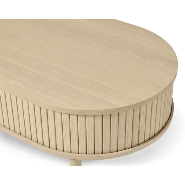 Klubska mizica v hrastovem dekorju v naravni barvi 60x120 cm Meta – Unique Furniture-image-3