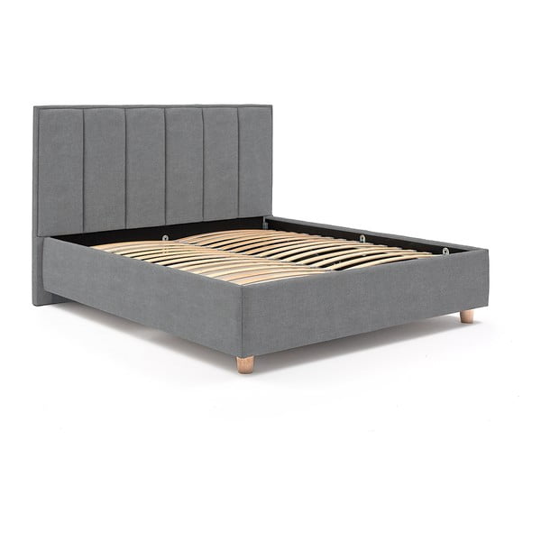 Modro-siva zakonska postelja z vzglavjem in prostorom za shranjevanje ProSpánek Wega, 180 x 200 cm-image-2