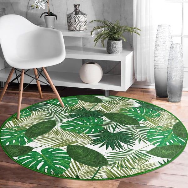 Zelena pralna okrogla preproga primerna za robotski sesalnik ø 100 cm Comfort – Mila Home-image-3