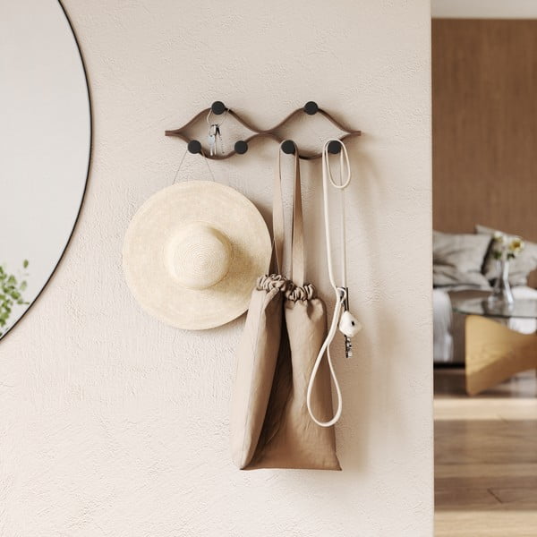 Stenski obešalnik iz masivnega kavčukovca v naravni barvi Montage – Umbra-image-4