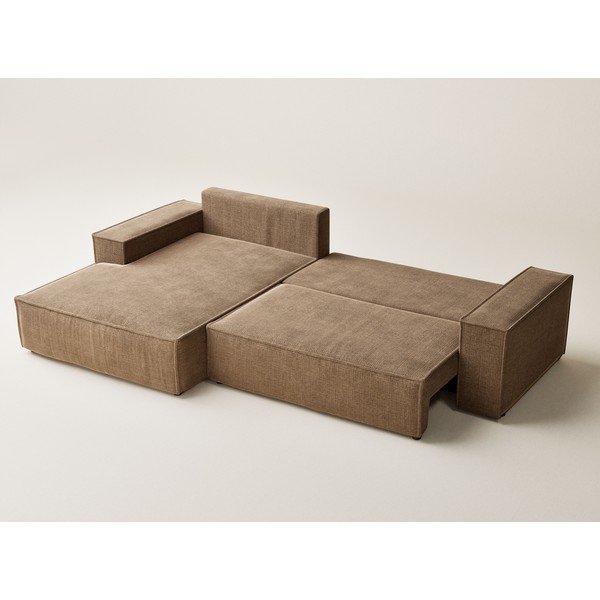 Svetlo rjava raztegljiva/s prostorom za shranjevanje kotna sedežna garnitura iz šenilje (levi kot/z ležalnikom) Maze – Maison de Rêve-image-4