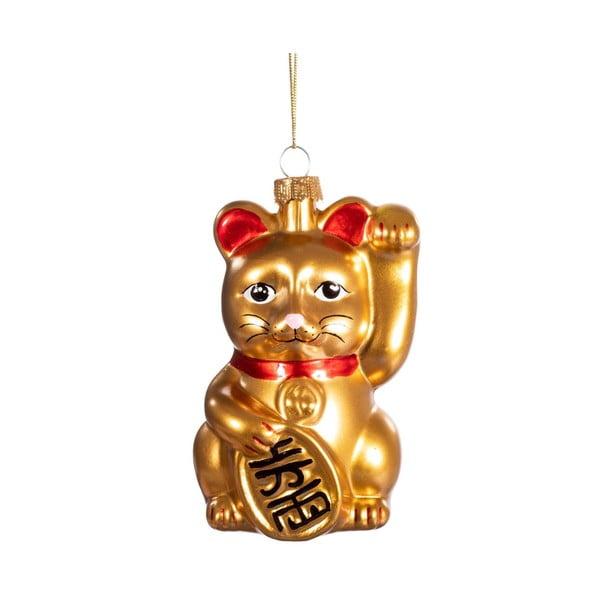 Steklen okrasek za jelko 11 cm Lucky Cat – Sass & Belle