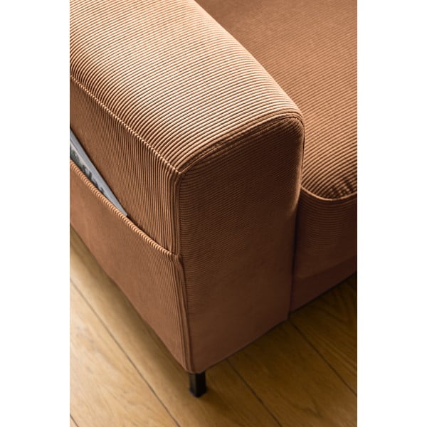 Oranžen/rjav fotelj iz rebrastega žameta Lofty Lilly – Miuform-image-4