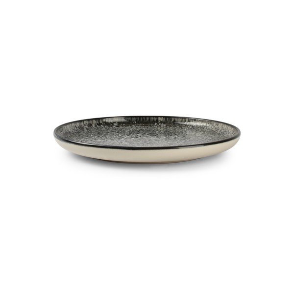 Črn/kremno bel desertni krožnik iz kamenine ø 20 cm Gravel – ONA-image-2