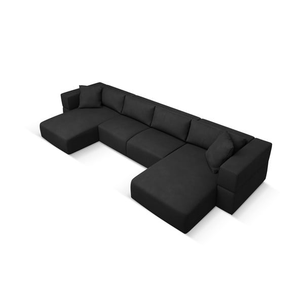 Črna kotna sedežna garnitura (v obliki črke "U") Esther – Milo Casa-image-2