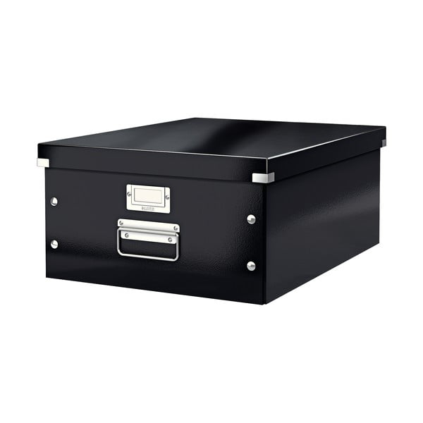 Črna kartonasta škatla za shranjevanje s pokrovom 37x48x20 cm Click&Store – Leitz