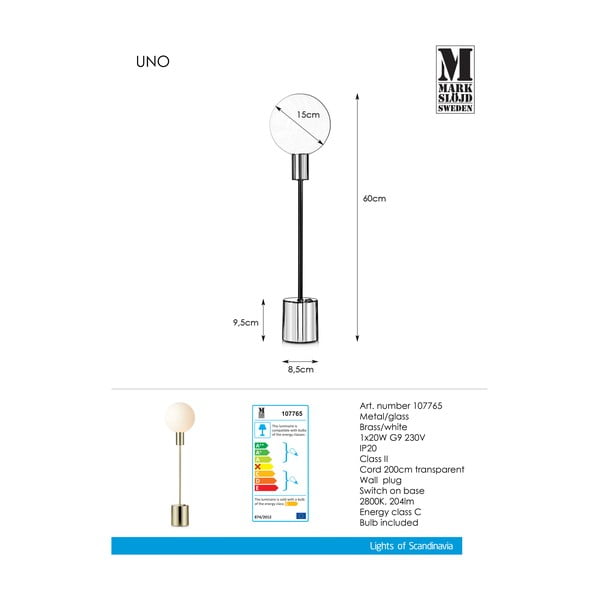 Namizna svetilka iz medenine Markslöjd Uno Table Brass-image-2