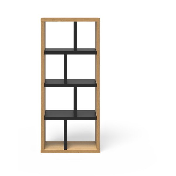 Črn/naraven regal v hrastovem dekorju 70x159 cm Berlin – TemaHome