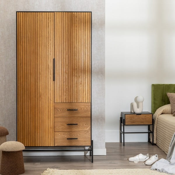 Garderobna omara v jesenovem dekorju v naravni barvi 104x203 cm – Ixia-image-1