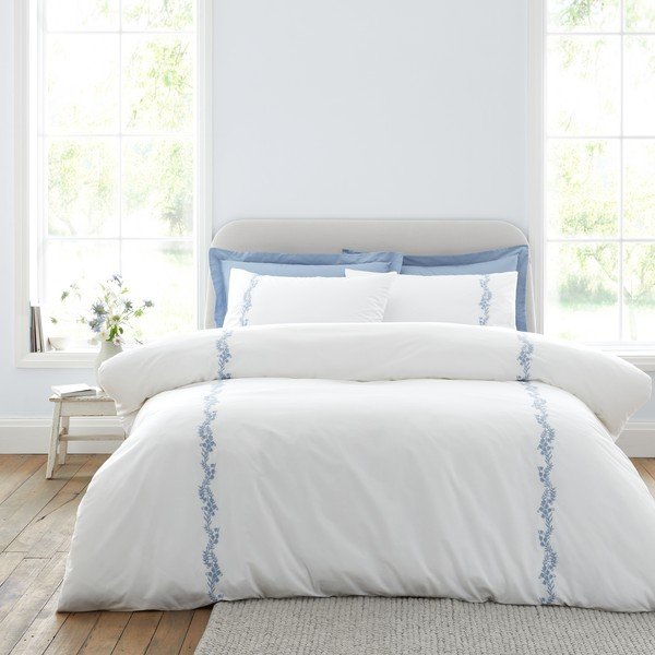 Bela 3-delna posteljnina za zakonsko posteljo iz bombažnega perkala 200x200 cm Camille Embroidered Floral – Bianca-image-2