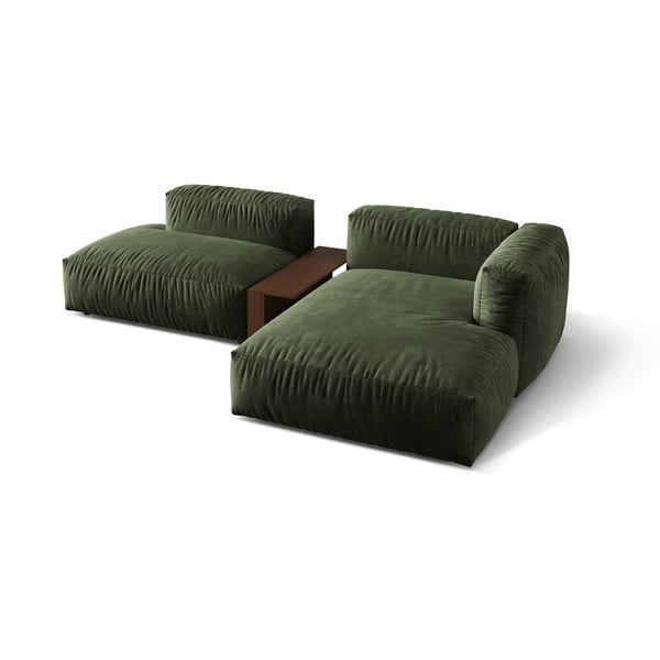 Zelena žametna kotna sedežna garnitura (desni kot/z ležalnikom) Martina – Micadoni -image-2